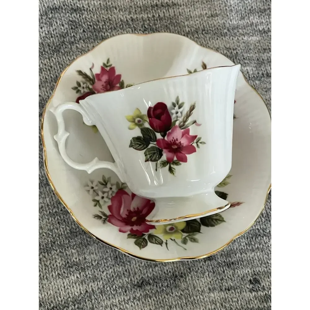 Royal Albert Bone China Teacup & Saucer Flowers Golden Trim